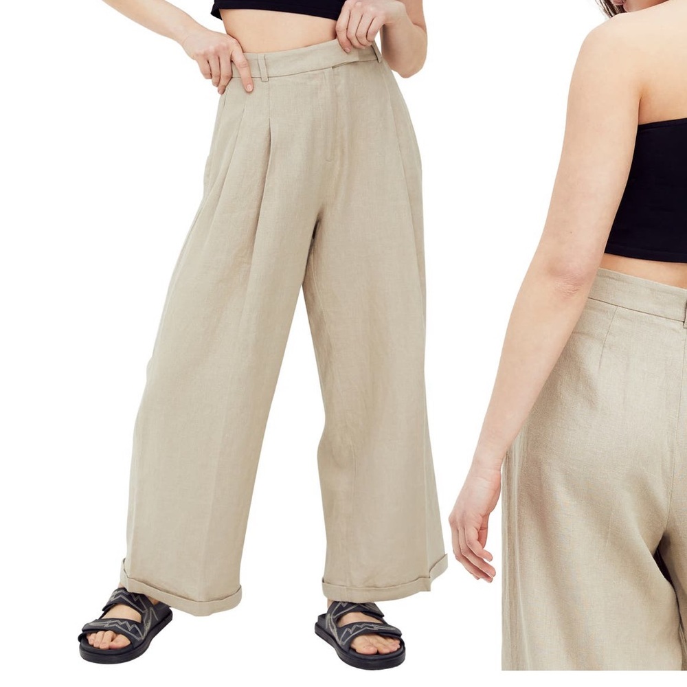 Free People Lyla Wide Leg Linen Pants